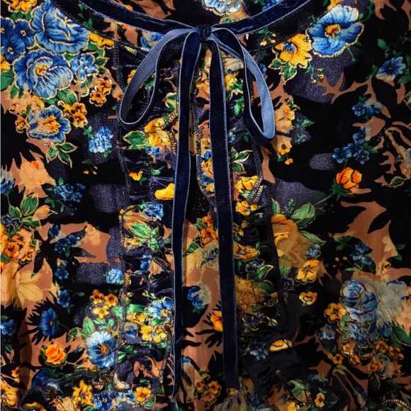 Dalia Macphee Burnout Velvet Floral Tie Neck Dress - Picture 7 of 11